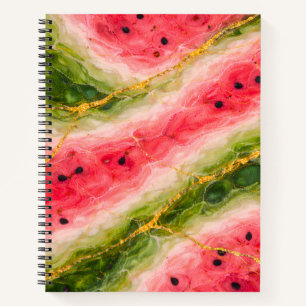 Watermelon Marble with Gold Veining Notebook