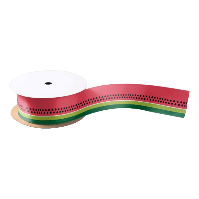 Watermelon Melon Fruit Stripes Patterned Satin Ribbon (Spool)