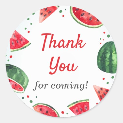 Watermelon Melon Summer Party Thank You Gift Favor Classic Round Sticker