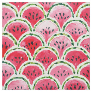 WATERMELON MERMAID Fruit Scallop Pattern Fabric