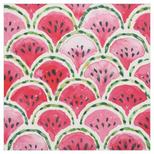 WATERMELON MERMAID Fruit Scallop Pattern Fabric