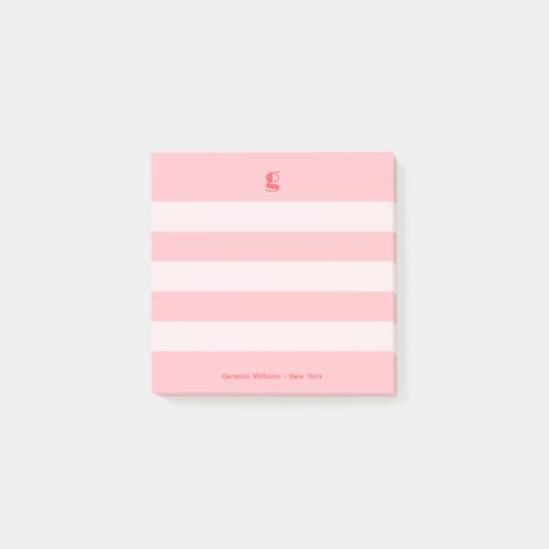 Watermelon Modern Monogram Name Groovy Striped Post_it Notes