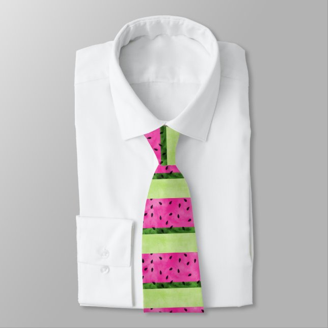Watermelon Modern Neck Tie (Tied)