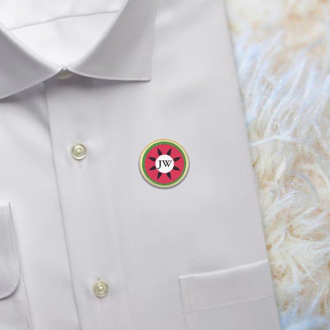 Watermelon Monogram Gold Finish Lapel Pin (Creator Uploaded)