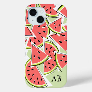 Watermelon 'Monogram' green iPhone case vertical