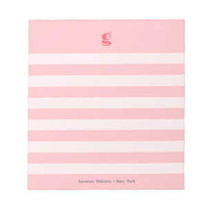 Watermelon Monogram Name Cute Girly Striped Custom Notepad