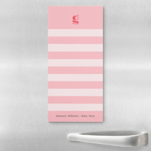 Watermelon Monogram Name Cute Groovy Striped  Magn Magnetic Notepad