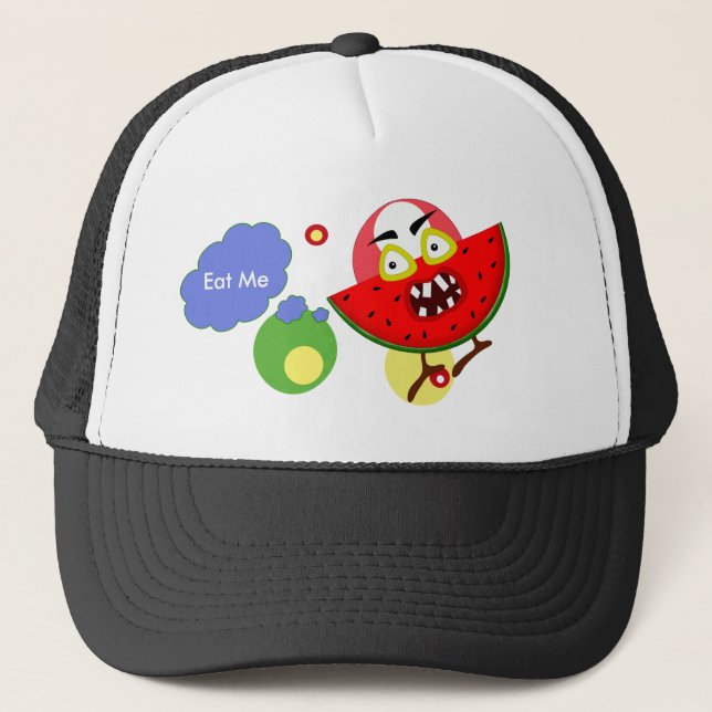 Watermelon monster fruit illustration trucker hat (Front)