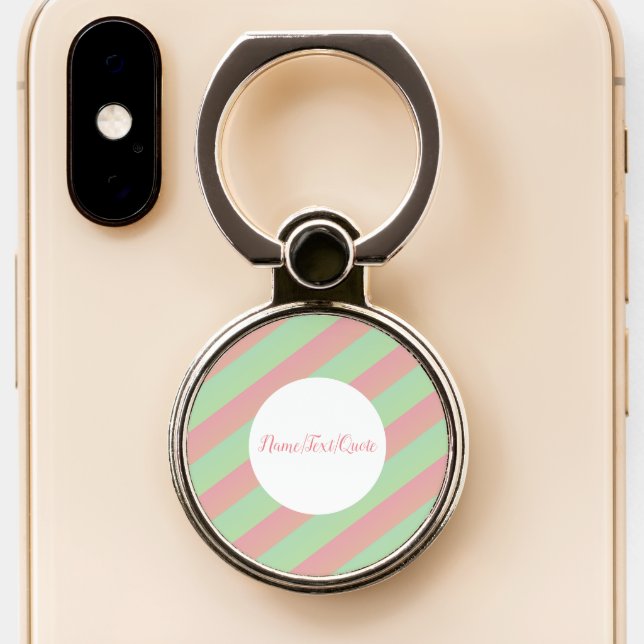 Watermelon Ombre Pink Stripes Phone Ring Stand (Close Up)