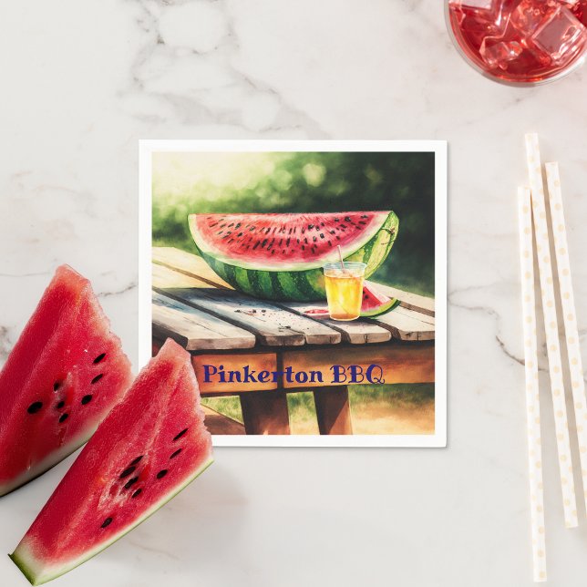 Watermelon On A Picnic Table Napkins (Creator Uploaded)