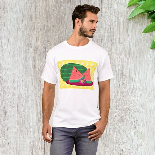 Watermelon On A Plate Mens T_Shirt