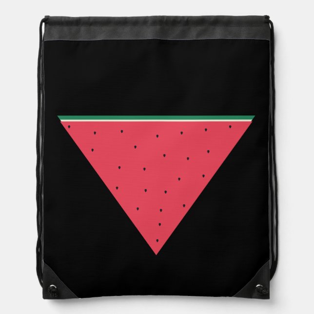Watermelon on inverted red triangle resistance drawstring bag (Front)