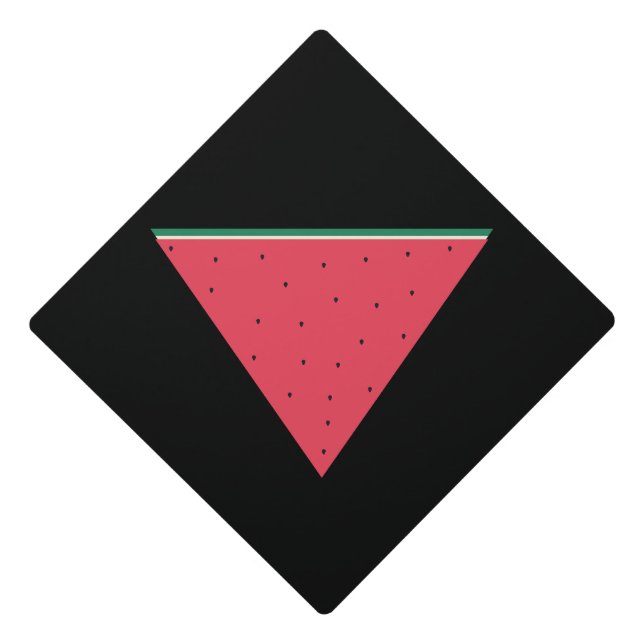 Watermelon on inverted red triangle resistance graduation cap topper (Front)