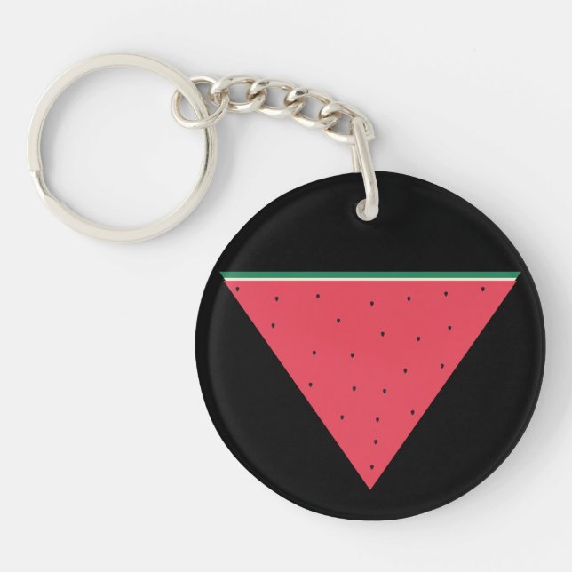 Watermelon on inverted red triangle resistance keychain (Front)