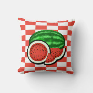 Watermelon on Watermelon Pink Background Throw Pillow