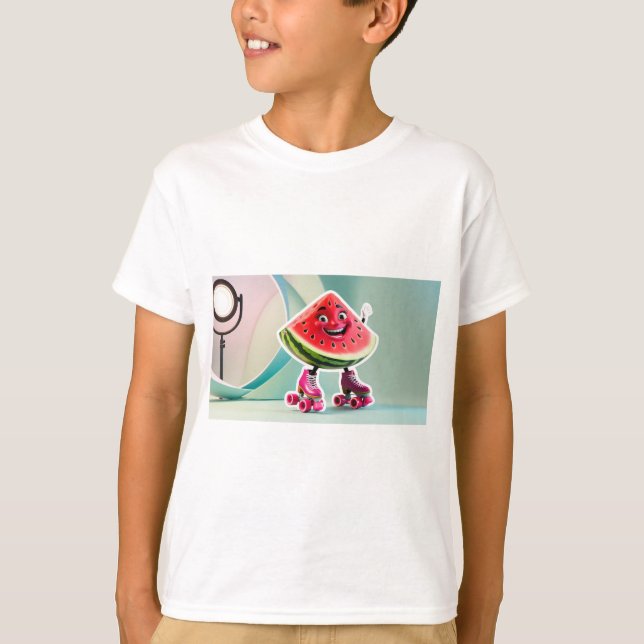 "Watermelon on Wheels: Fun & Playful T-Shirt  (Front)