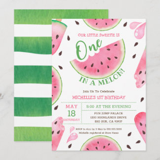 Watermelon One In A Melon 1st Birthday Invitation