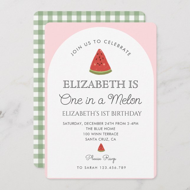 Watermelon One in a melon 1st birthday  Invitation (Creator Uploaded)