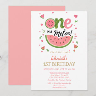 Watermelon One In A Melon 1st Birthday  Invitation