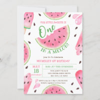 Watermelon One In A Melon 1st Birthday Invitation