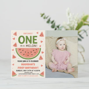 Watermelon “One in a Melon” 1st Birthday Invitation