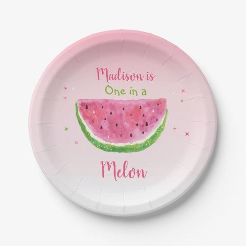 Watermelon One In A Melon 1st Birthday Paper Plates
