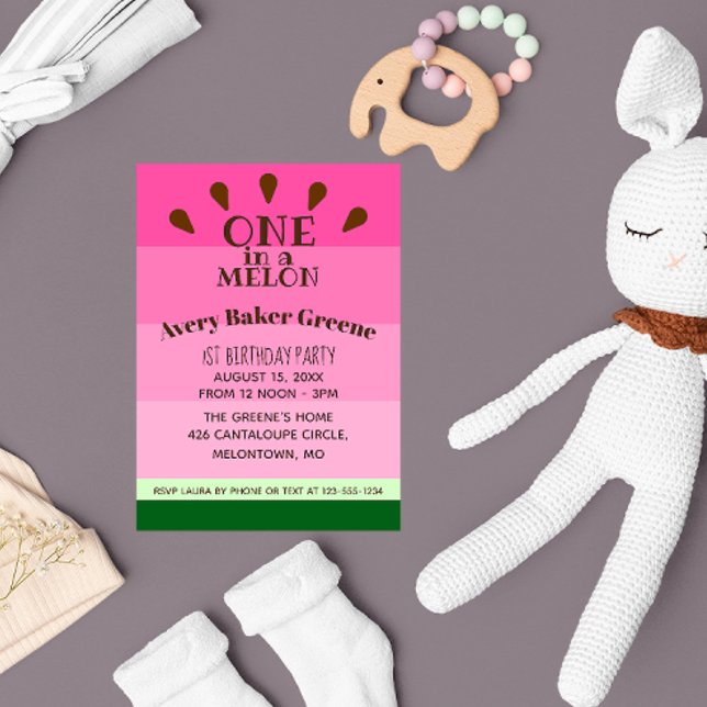 Watermelon One in a Melon Birthday Invitation (Creator Uploaded)