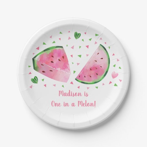 Watermelon One In A Melon Birthday Paper Plates