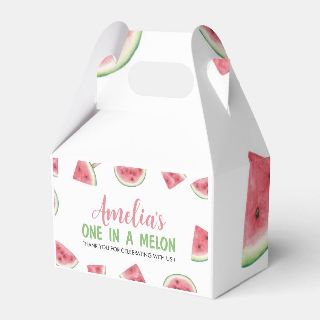 Watermelon One In A Melon Birthday Party Favor Box (Front Side)