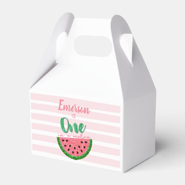 Watermelon, One in a Melon, Favor Boxes, Birthday Boxes (Front Side)