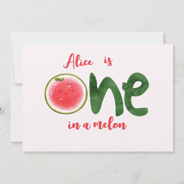 Watermelon one in a melon first Birthday Invitation (Front)
