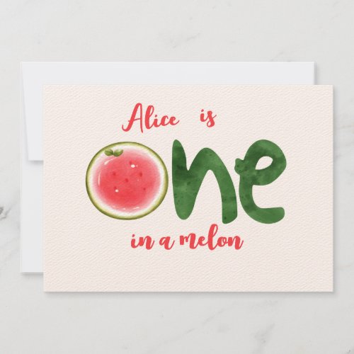 Watermelon one in a melon first Birthday Invitation