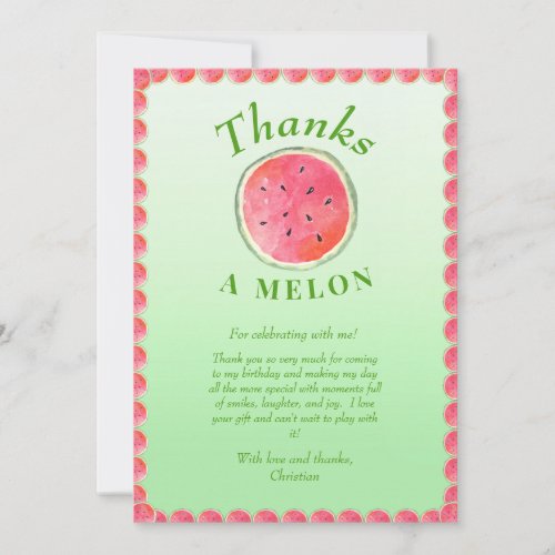Watermelon One In A Melon First Birthday Thank You