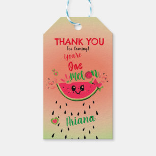 Watermelon One in a Melon First Birthday Thank You Gift Tags