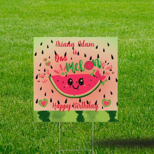 Watermelon One in a Melon Girl's First Birthday  Sign