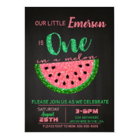 Watermelon, One in a Melon Invitation Glitter