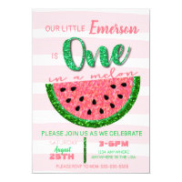 Watermelon, One in a Melon Invitation Glitter