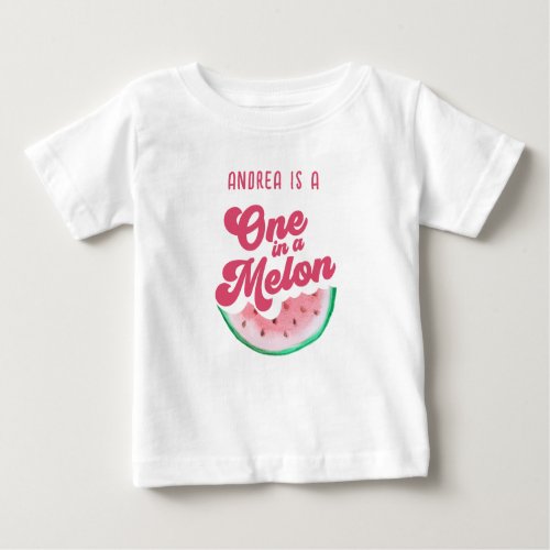 Watermelon One in a Melon Retro First Birthday Baby T_Shirt
