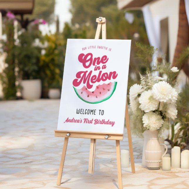 Watermelon One in a Melon Retro First Birthday Foam Board (Creator Uploaded)