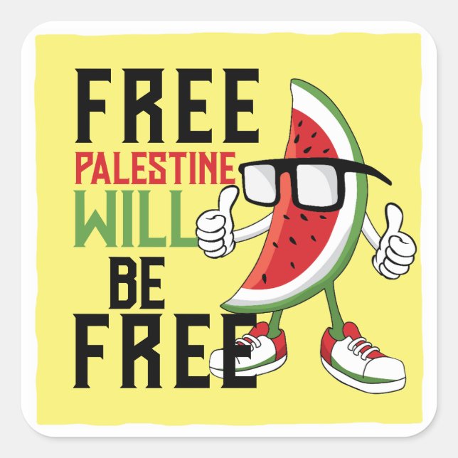 Watermelon Palestine fFreedom Square Sticker (Front)