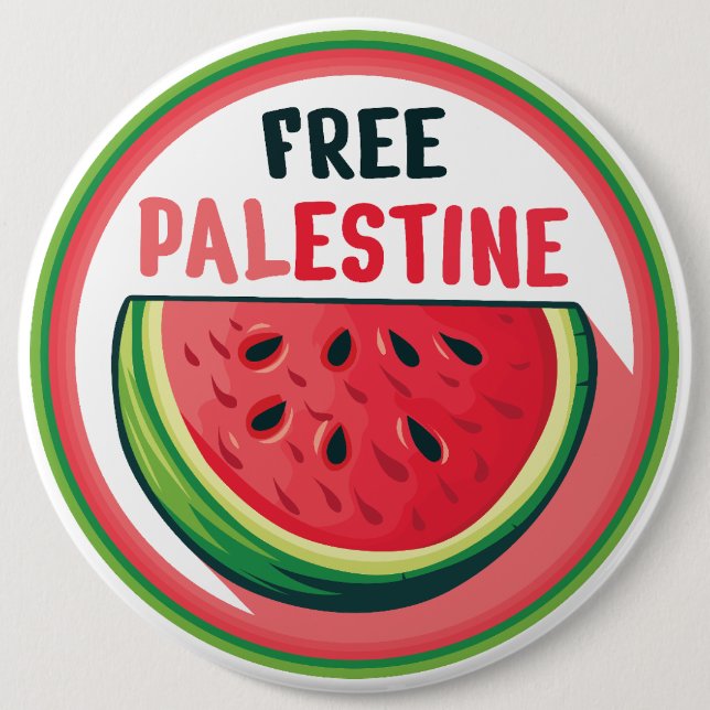 Watermelon Palestine Free Colorfull Button (Front)