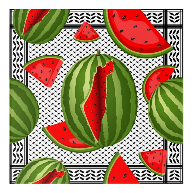 Watermelon Palestine Map Slice Acrylic Print (Front)