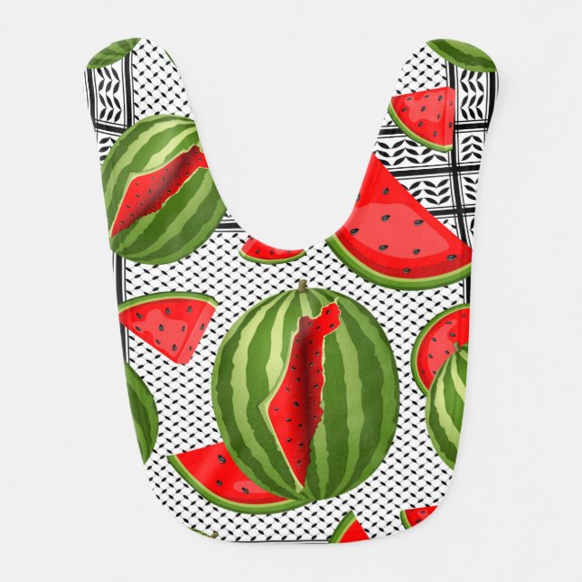 Watermelon Palestine Map Slice Baby Bib (Front)