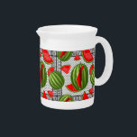Watermelon Palestine Map Slice Beverage Pitcher<br><div class="desc">The watermelon is a symbol of Palestinians' public expression in protests and artworks,  representing the struggle against the Israeli occupation of the Palestinian territories. Original Vector Illustration Copyright BluedarkArt.</div>