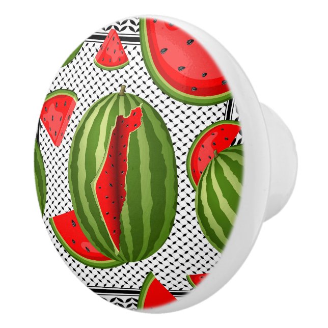 Watermelon Palestine Map Slice Ceramic Knob (Right)