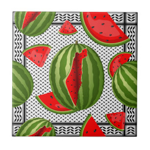 Watermelon Palestine Map Slice Ceramic Tile