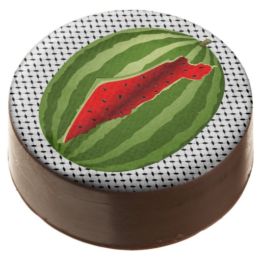 Watermelon Palestine Map Slice Chocolate Covered Oreo (Angled)