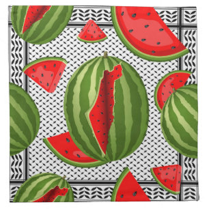 Watermelon Palestine Map Slice Cloth Napkin