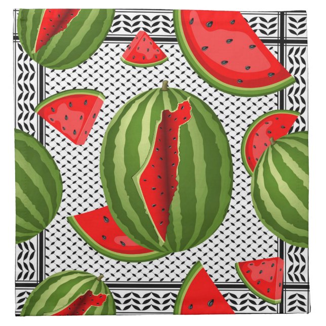 Watermelon Palestine Map Slice Cloth Napkin (Front)