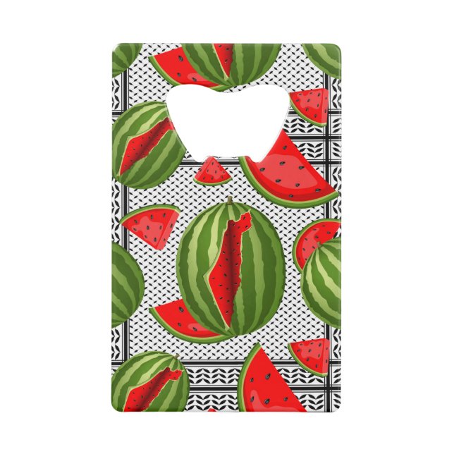 Watermelon Palestine Map Slice Credit Card Bottle Opener (Front)